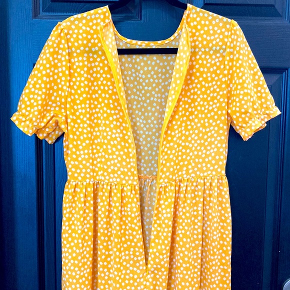 Womens Cottagecore Yellow w/White Flowers Spring Summer Maxi Dress Sz S/M - Picture 7 of 7